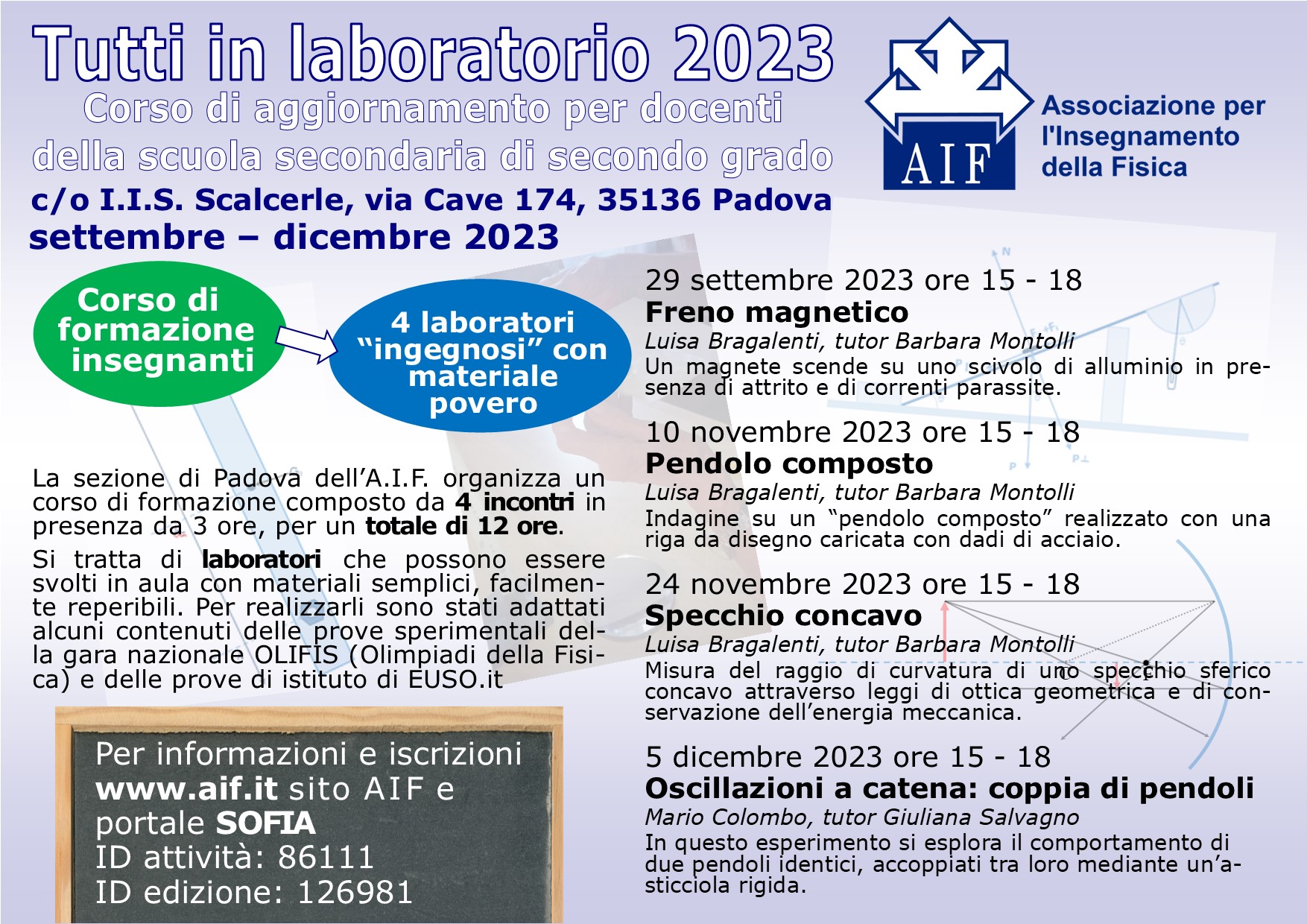 locandina Tutti in laboratorio 2023 aifpadova